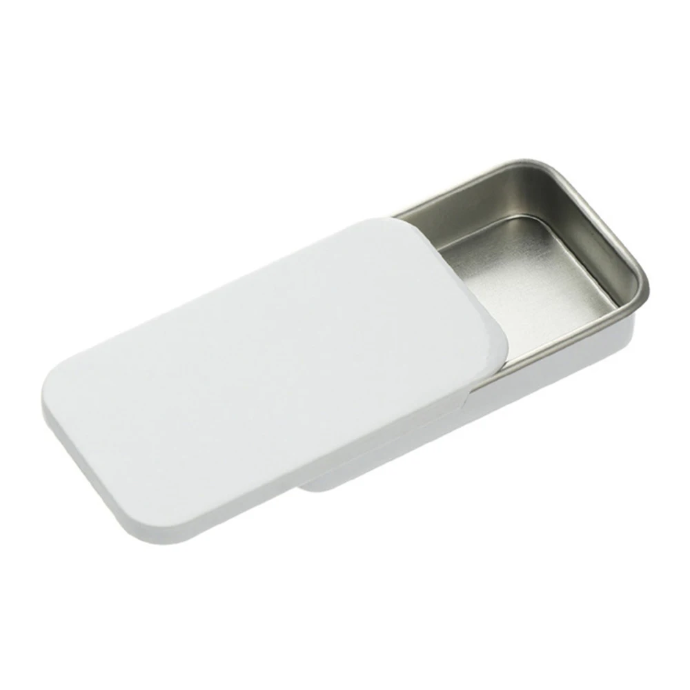 Mini boîte en fer blanc vide rectangulaire en métal, bacs, pot à charnière, conteneurs portables,... – Image 3
