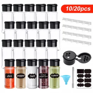 Lot de 5/10/15/20 pots à épices, salières et poivrières, organiseur d'assaisonnements, pot à épic...