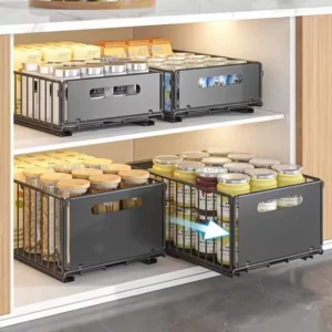 Étagère de rangement de cuisine coulissante, organiseur de placard, plateau de rangement pour bou...