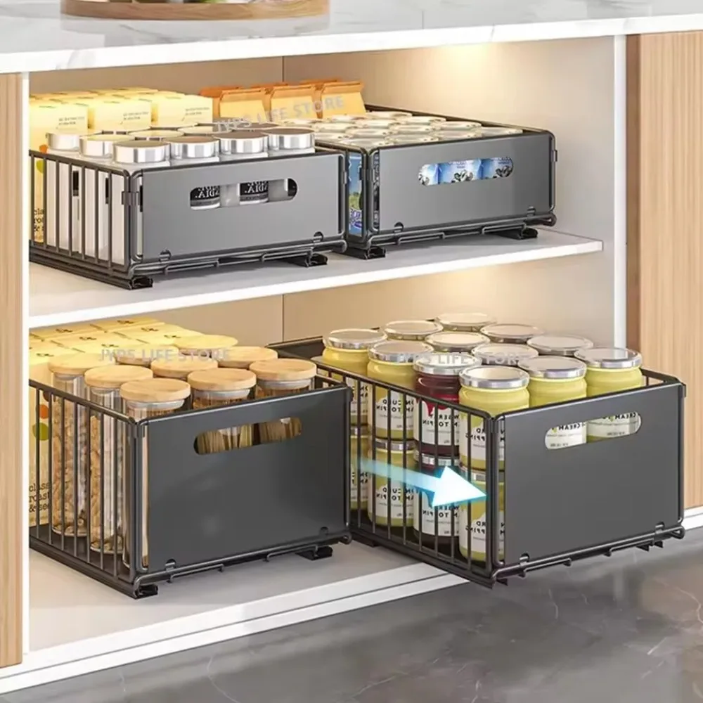 Étagère de rangement de cuisine coulissante, organiseur de placard, plateau de rangement pour bou...