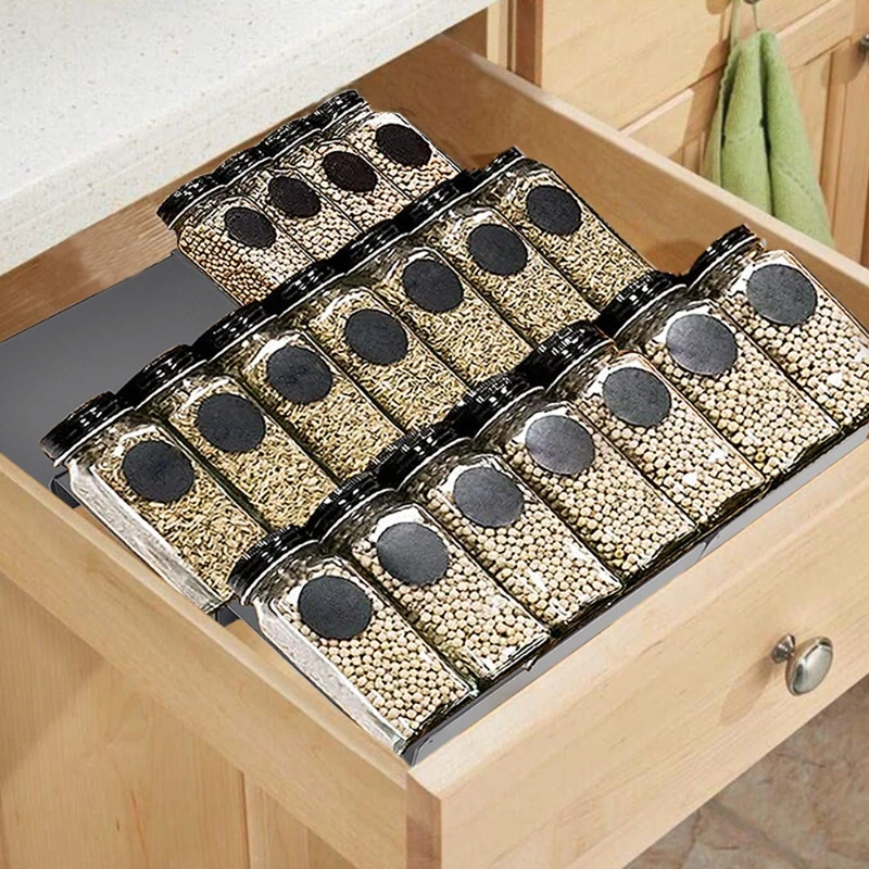 Lot de 6 supports d'organisation pour épices, pour tiroir de cuisine, empilables et à niveaux, po... – Image 2