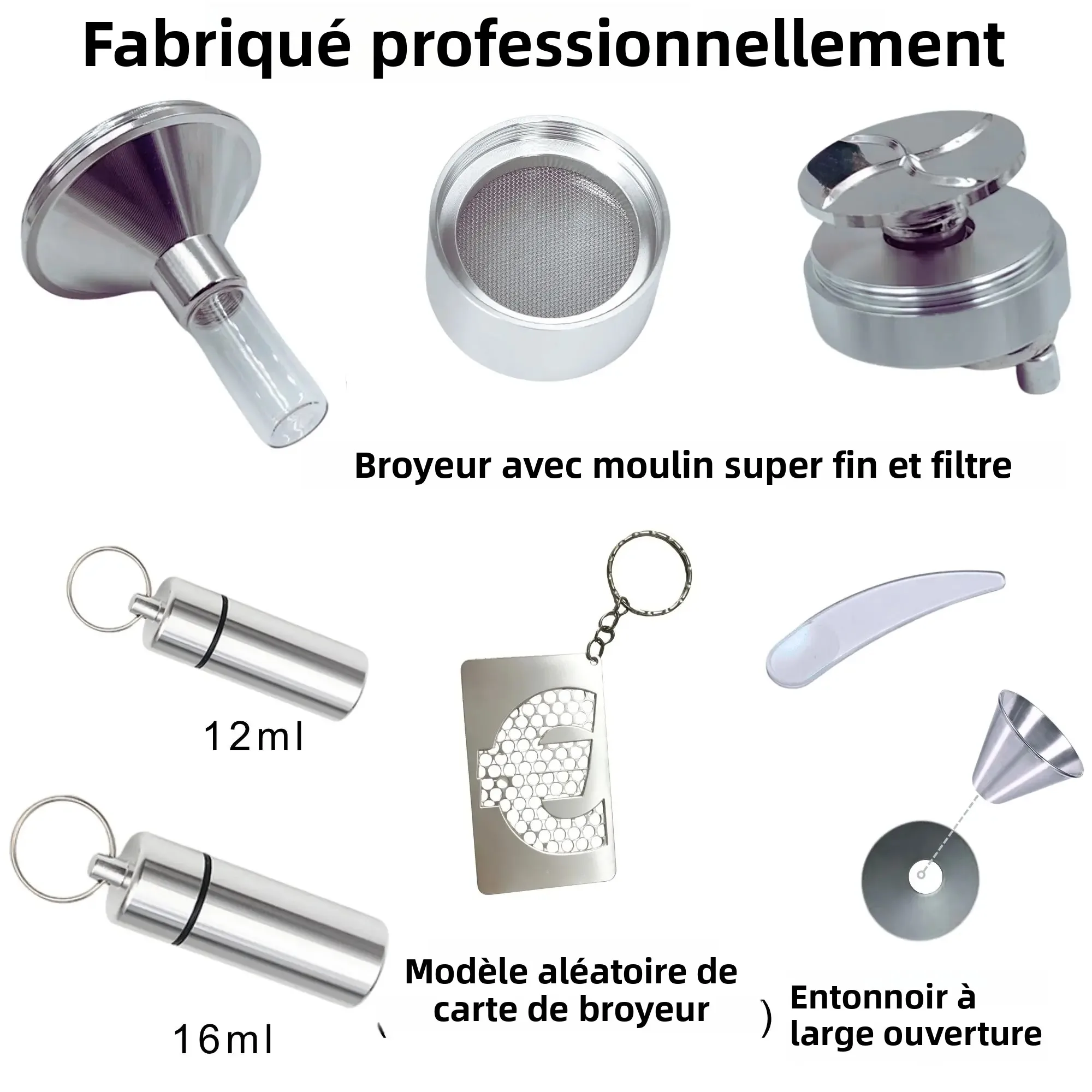 Kit de moulin à épices compact avec flacons de rangement, cuillère et entonnoir à large ouverture... – Image 2