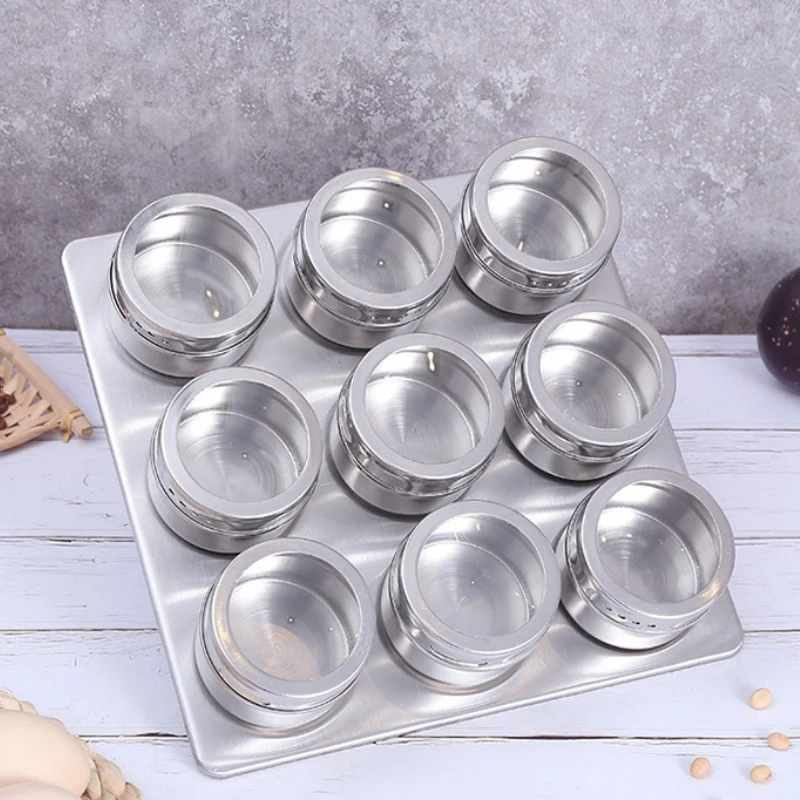 Nouveau ensemble de pots à épices magnétiques, boîtes à épices en acier inoxydable, conteneur de... – Image 2