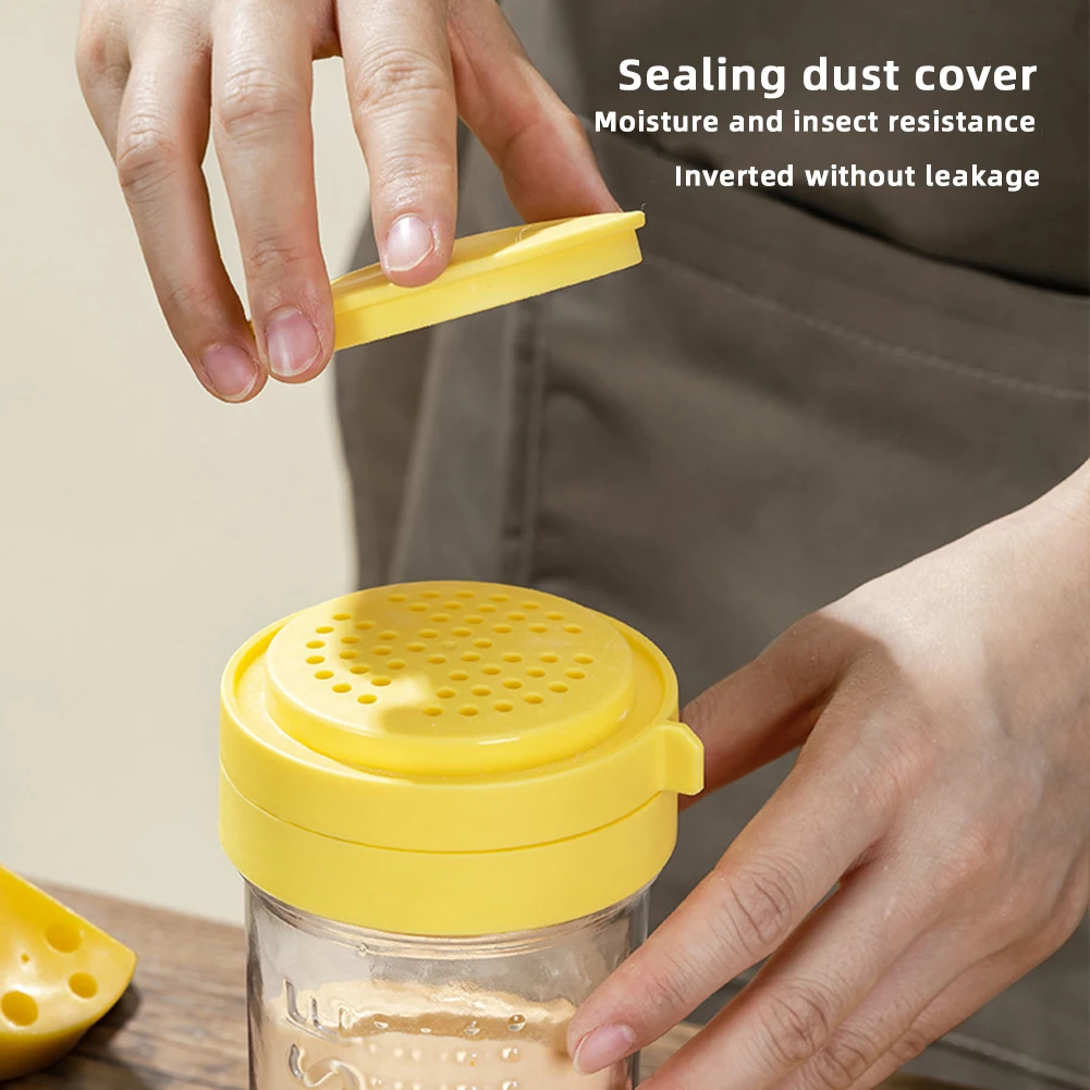 Bouteille Shaker à fromage râpé, distributeur d'épices transparent avec couvercle pour pot d'assa... – Image 3