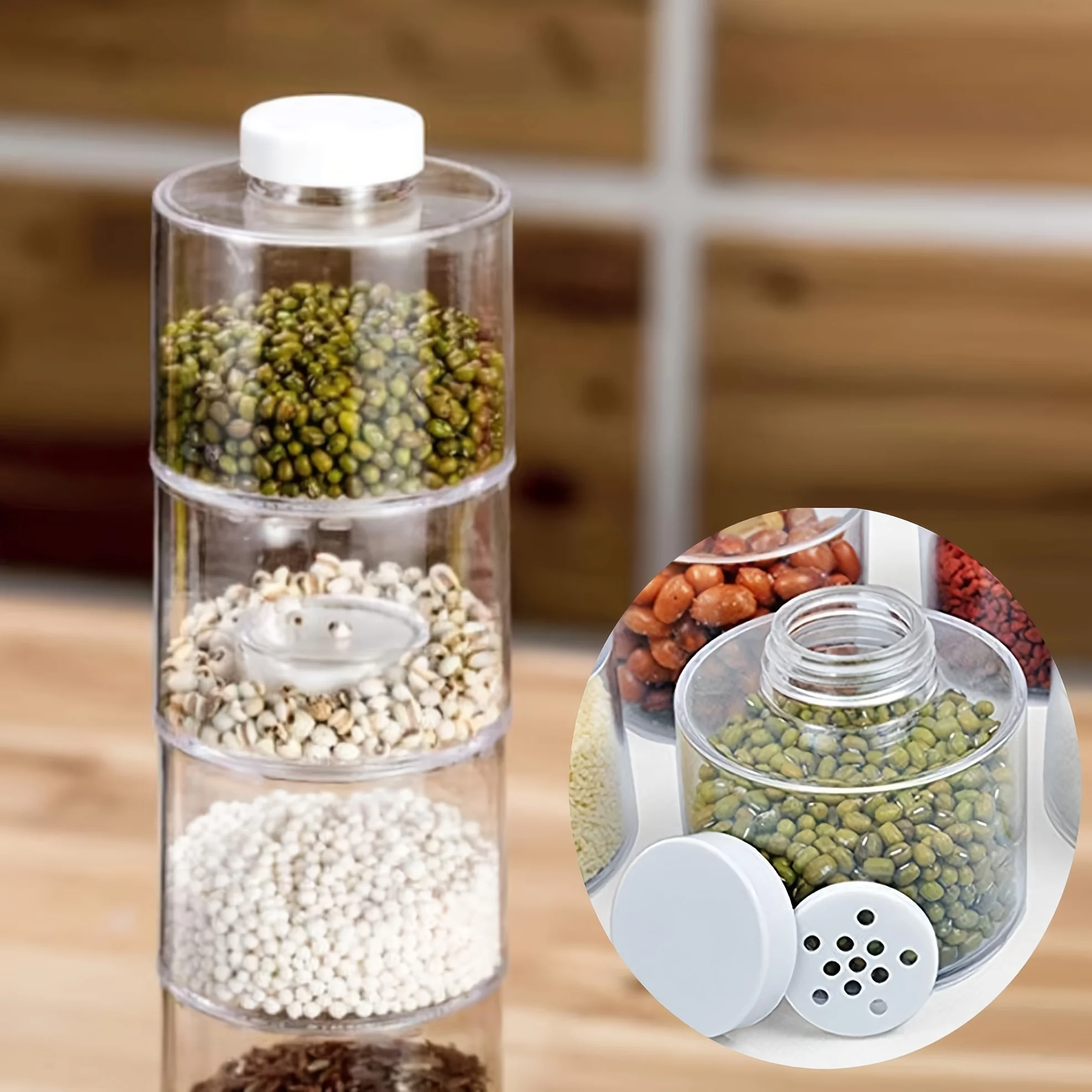 Pots à épices empilables T1, lot de 6 tours, épices de cuisine peu encombrantes avec légumes, pou... – Image 2