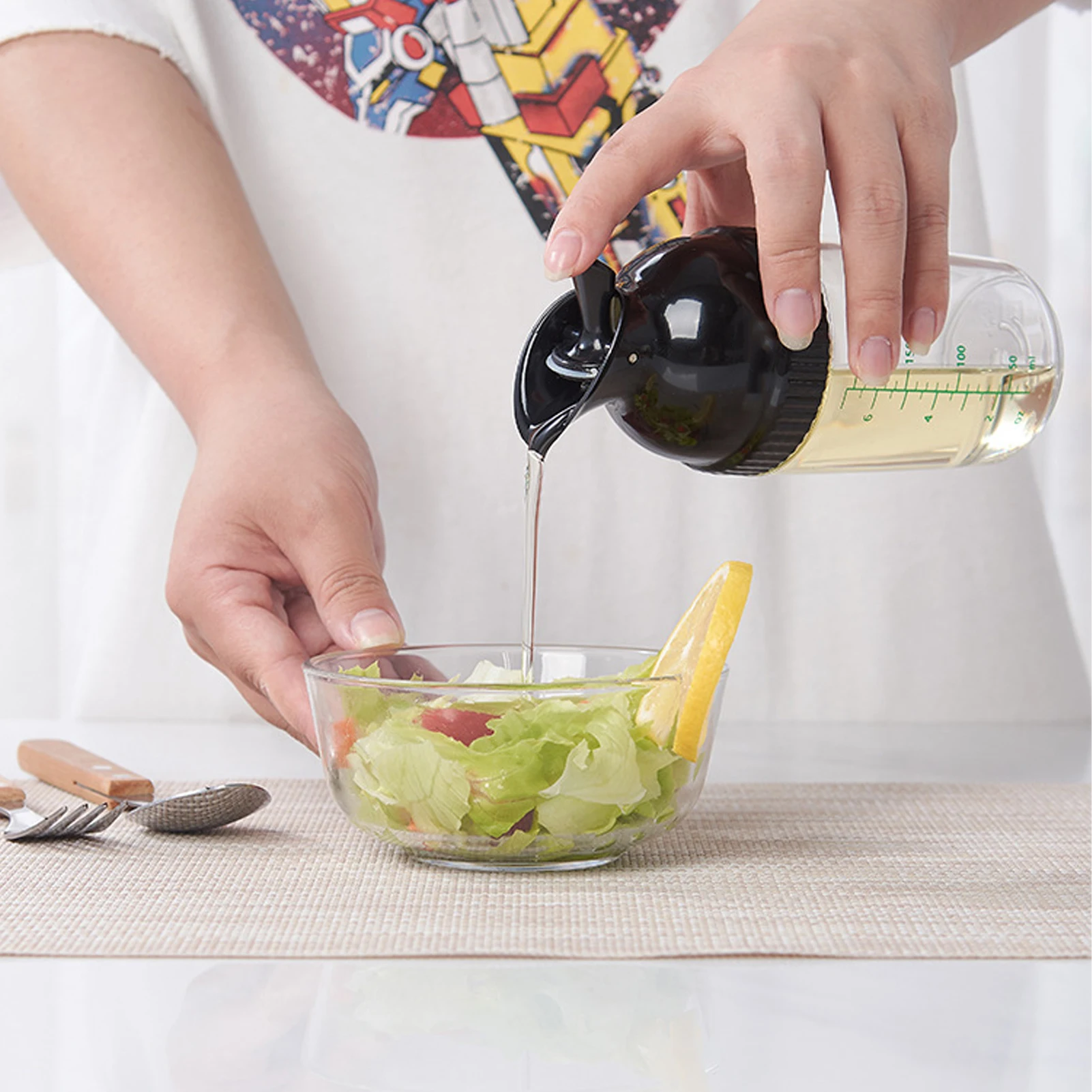 Shaker à vinaigrette de 200ml, sans BPA, empêche les fuites, bouteille de vinaigrette, pot avec c... – Image 3