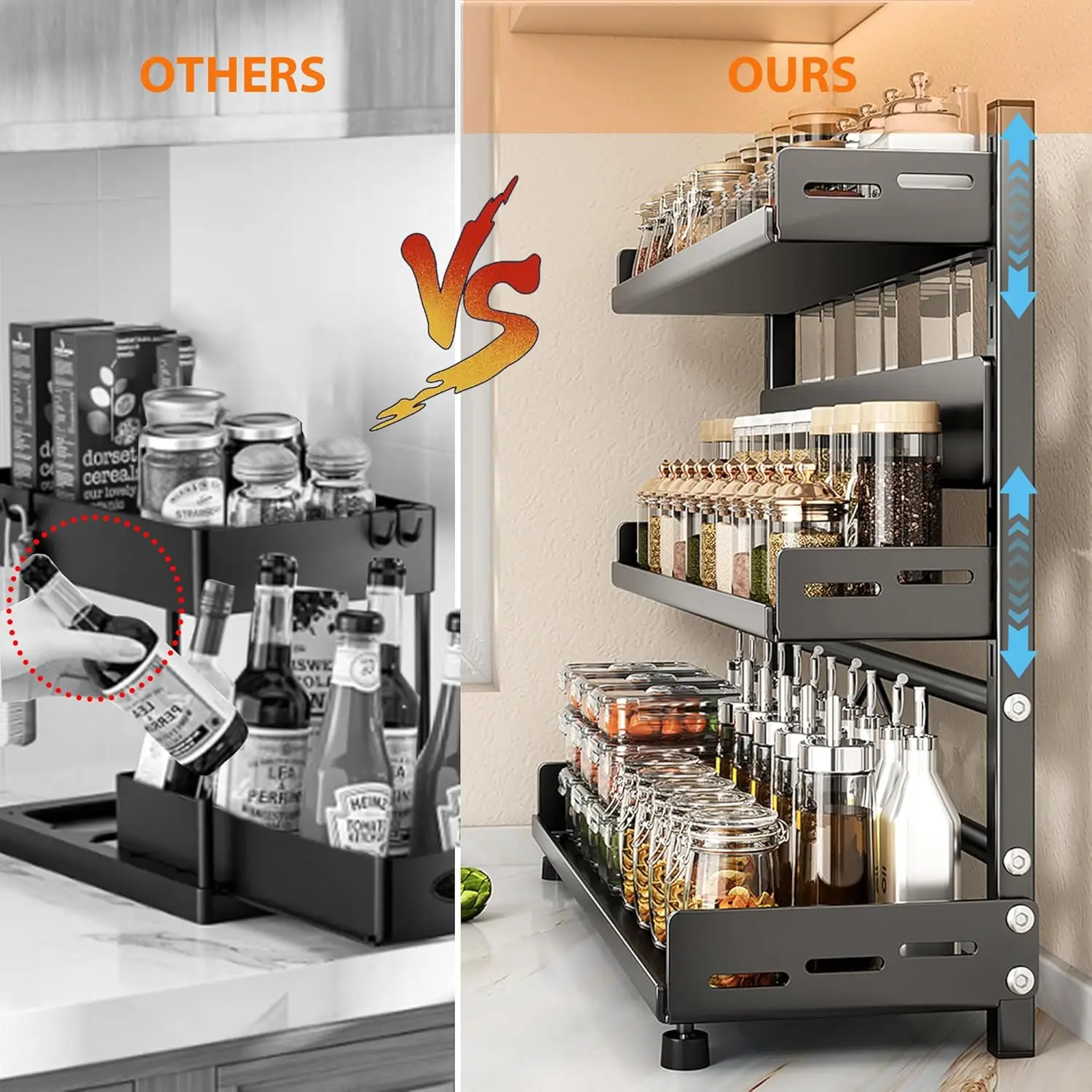 Support de rangement d'épices à 3 niveaux pour comptoir, Organization d'épices réglable pour armo... – Image 3