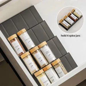 Organisateur de tiroir à épices de cuisine à 2 niveaux, support à épices réglable pour pots à épi...