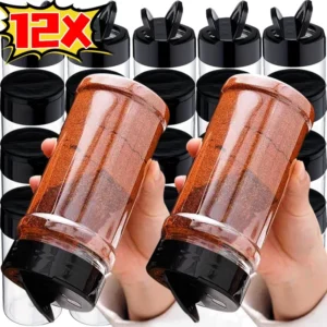 12-1Pcs Pots à épices en plastique transparent avec couvercles doseurs, contenants en plastique p...
