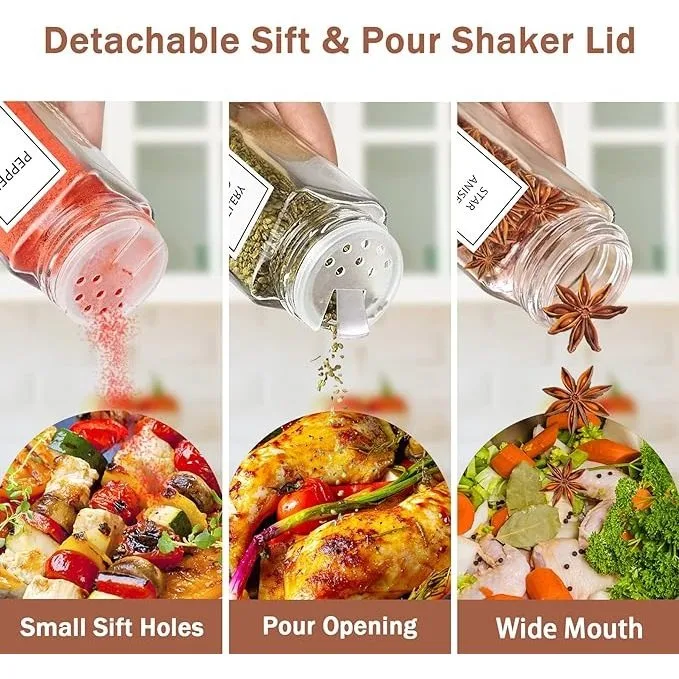 1 pièce, pots à épices en verre de 120 ml avec couvercle en bambou, récipients pour assaisonnemen... – Image 2