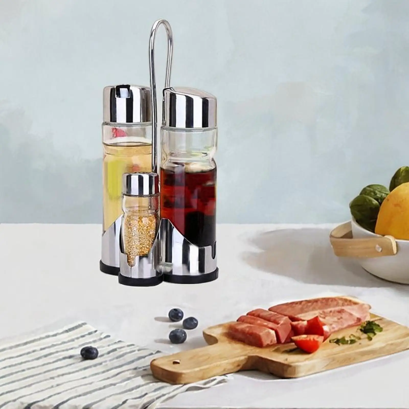 Ensemble d'huile et de vinaigre, pot à condiments, bouteille de pique-nique de cuisine multi-usag...