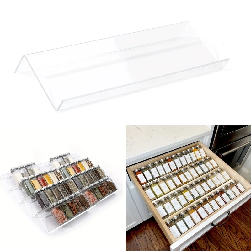 Organisateur tiroir à épices cuisine 1/2x, pot d'assaisonnement en plastique, plateau rangement KXRE