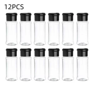 Paquet de 12 saliers et poivrons en plastique avec couvercle, bouteilles d'assaisonnement transpa...