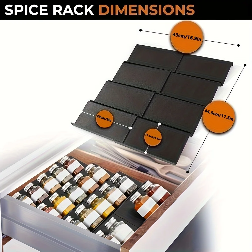 Organisateur de tiroir à épices extensible 6 pièces, support de rangement durable en plastique po... – Image 2