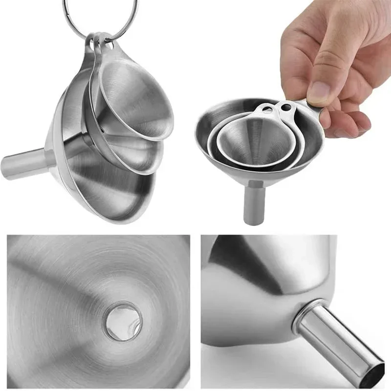 Ensemble d'entonnoirs de cuisine en acier inoxydable, 3/5 pièces, pour utilisation en cuisine, bo... – Image 3