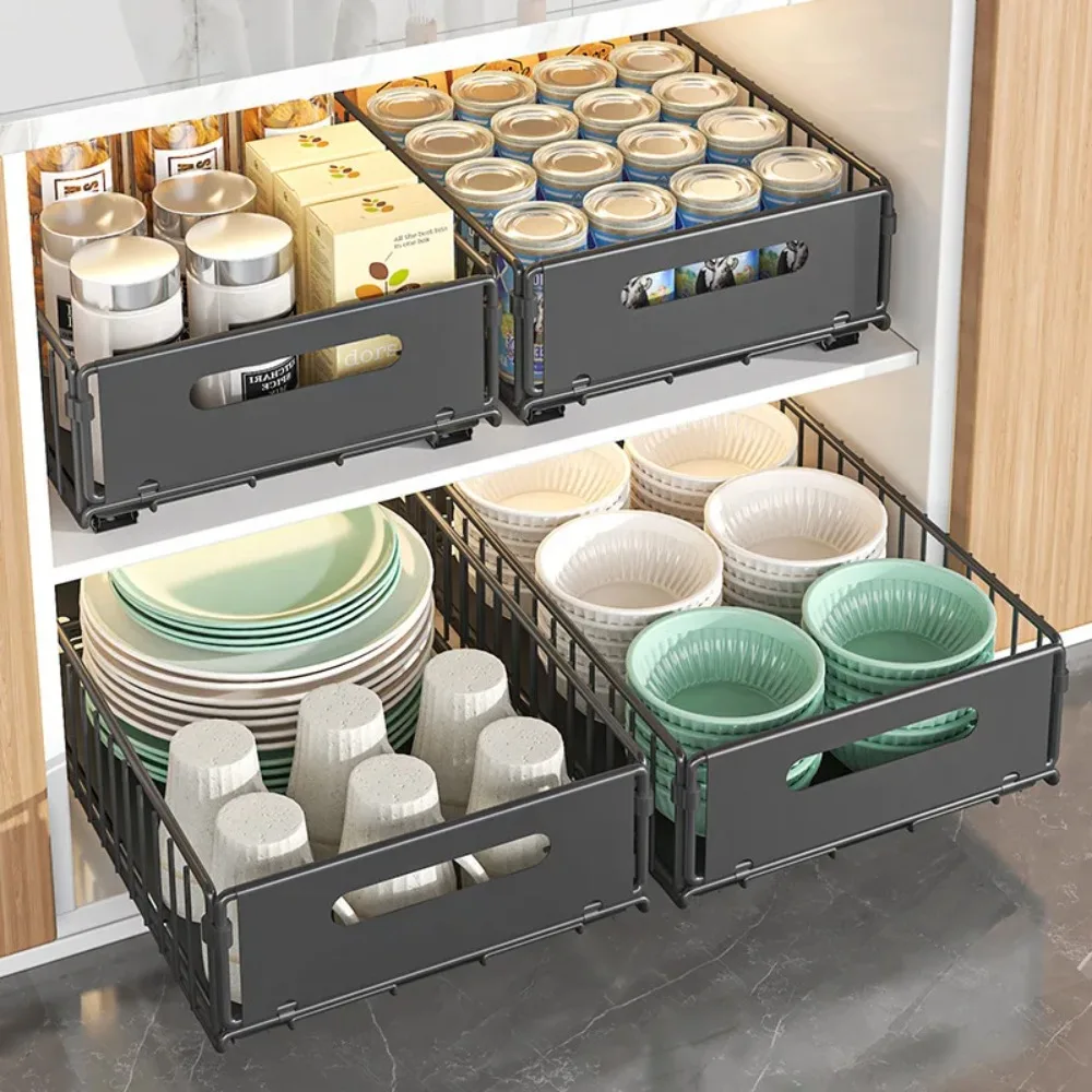 Étagère de rangement de cuisine coulissante, organiseur de placard, plateau de rangement pour bou... – Image 3