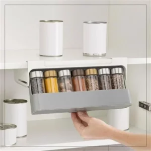 Organisateur de cuisine en plastique, support d'assaisonnement, support de tiroir sous étagère, b...