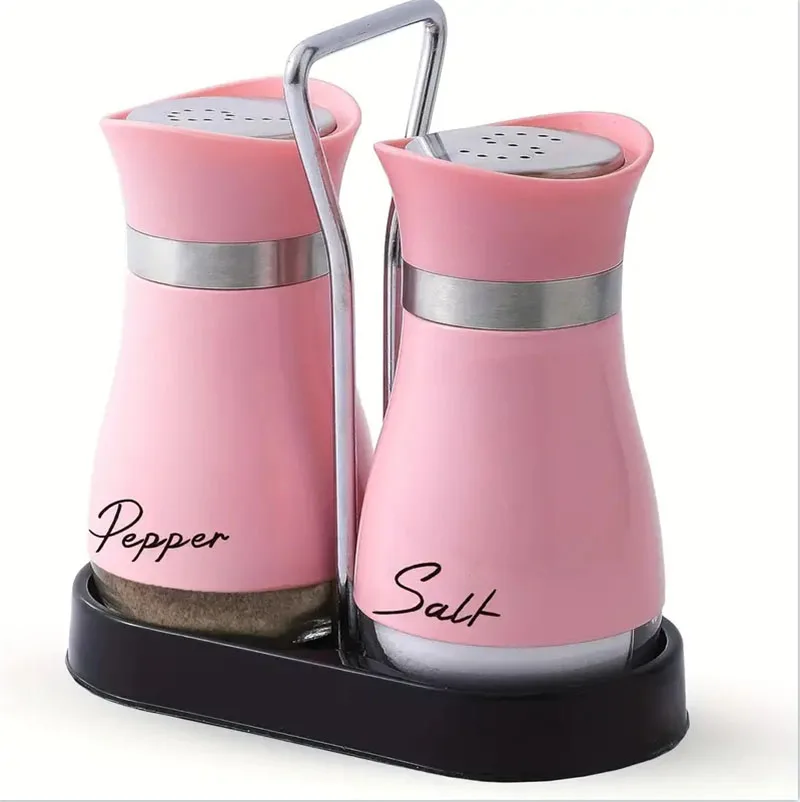 Bouteille d'épices en verre de cuisine, 2 pièces, salière et poivrière rechargeables réglables av...