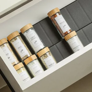 Organisateur de tiroir à épices de cuisine, support à épices réglable pour bouteilles d'assaisonn...