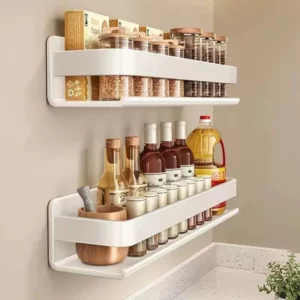 Étagère murale pour salle de bain, étagère à épices multifonctionnelle pour articles, rangement d...