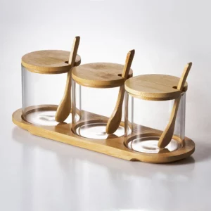Ensemble de pots d'assaisonnement, organisateur de sel et de poivre, bouteille en verre avec cuil...