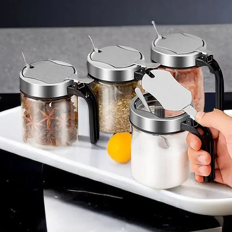 LIJIAO – pot d'assaisonnement en verre pour épices, avec cuillère, sucrier, distributeur de sel,... – Image 2