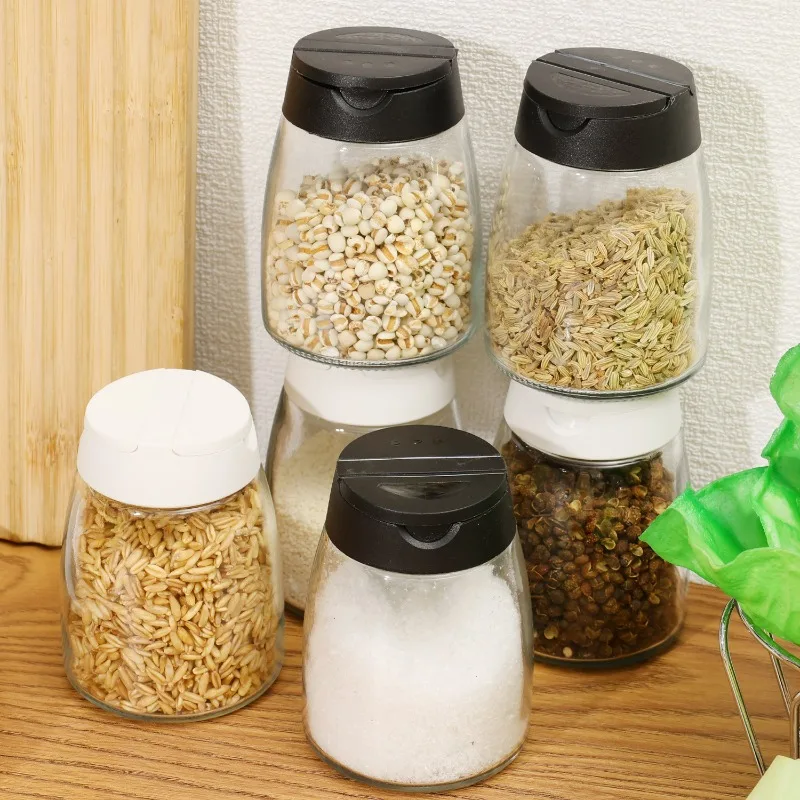 Bouteille d'assaisonnement en verre avec couvercles Shaker, pot à épices transparent, cuisine dom... – Image 3