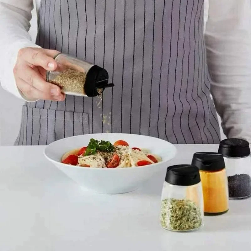 Pots à épices avec couvercles Shaker, bouteille d'assaisonnement en verre transparent pour herbes... – Image 3