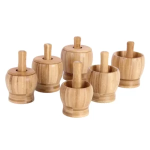 Ensemble de mortier et de pilon en bois, broyeur d'épices, de poivre, d'ail, d'herbes, d'épices,...