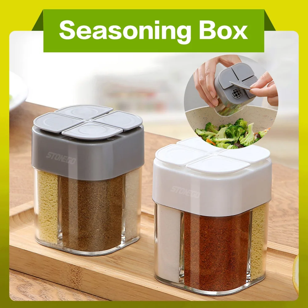 Distributeur en plastique 4 en 1, conteneurs d'épices de Camping avec couvercle scellé, secoueur...