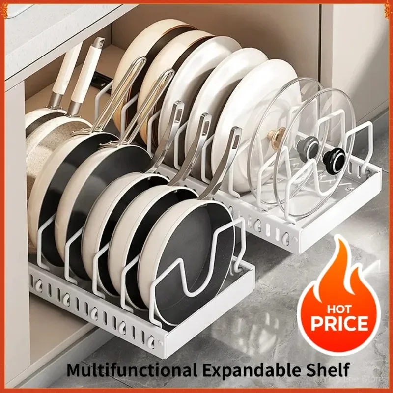 Organisateur multifonctionnel de cuisine extractible pour casseroles/poêles, support de couvercle... – Image 2