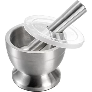 Ensemble de mortier et de pilon en acier inoxydable, broyeur à épices de cuisine, broyeur de pilu...