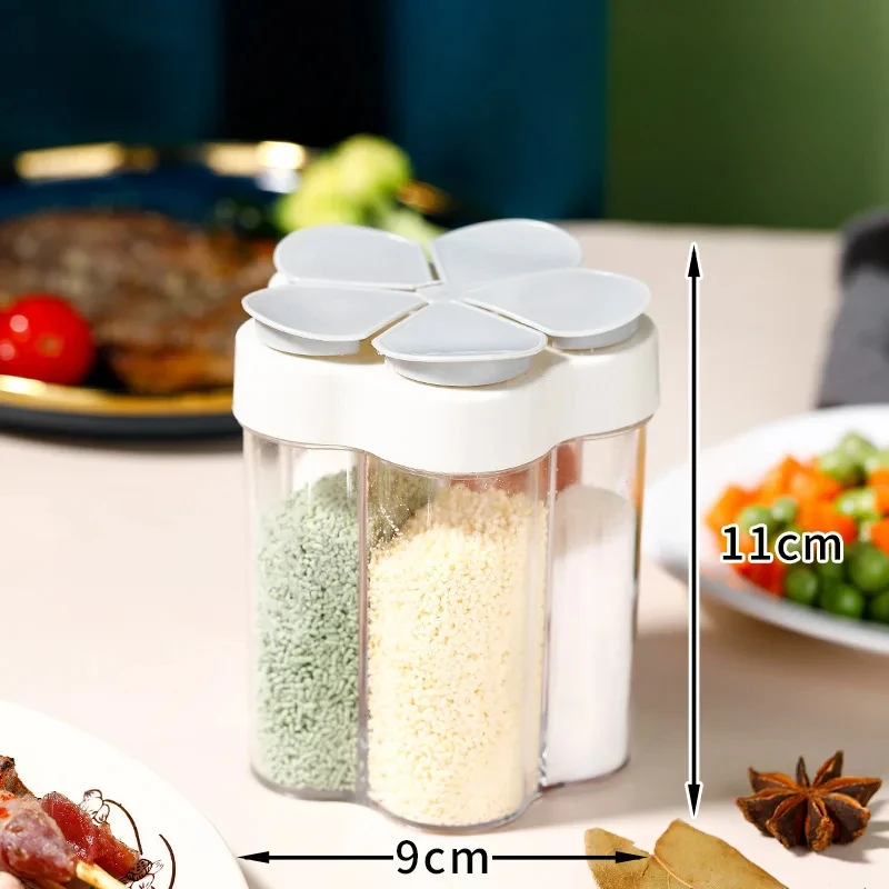 Bouteille d'épices pour Barbecue 5 en 1, boîte de sel en plastique, poivrière transparente avec c... – Image 3