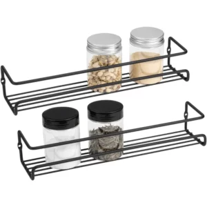 1/2 pièces Étagère de rangement de cuisine murale en métal pour épices et assaisonnements, à susp...