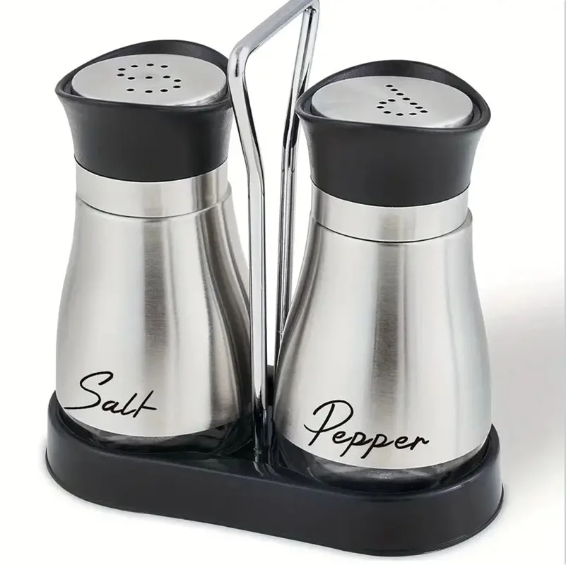 Bouteille d'épices en verre de cuisine, 2 pièces, salière et poivrière rechargeables réglables av... – Image 3