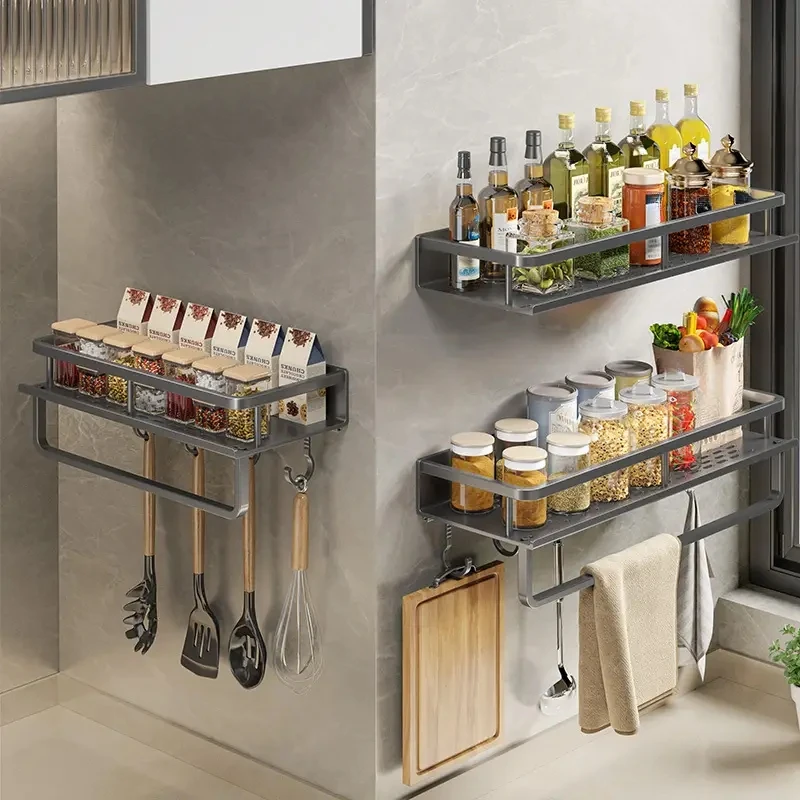 1 PC support de cuisine multifonctionnel support de stockage d'épices mural ustensiles de cuisine... – Image 2