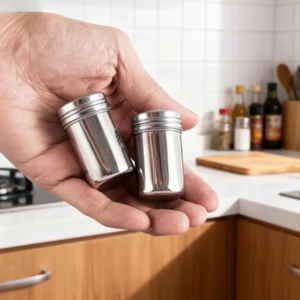 2 pièces, Mini pots à épices en acier inoxydable, salière et poivrière portables d'extérieur