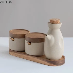 Pot à Épices de Cuisine Japonaise, BLOSalt et Belle Shaker, Ensemble de Pots à Huile, Pot d'Assai...