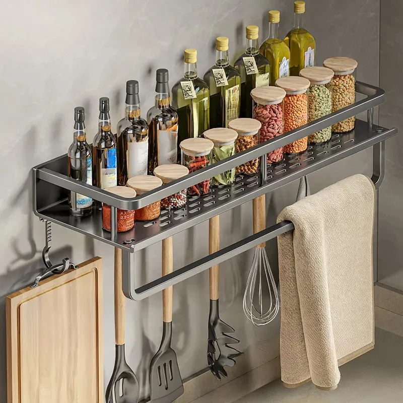 1 PC support de cuisine multifonctionnel support de stockage d'épices mural ustensiles de cuisine...