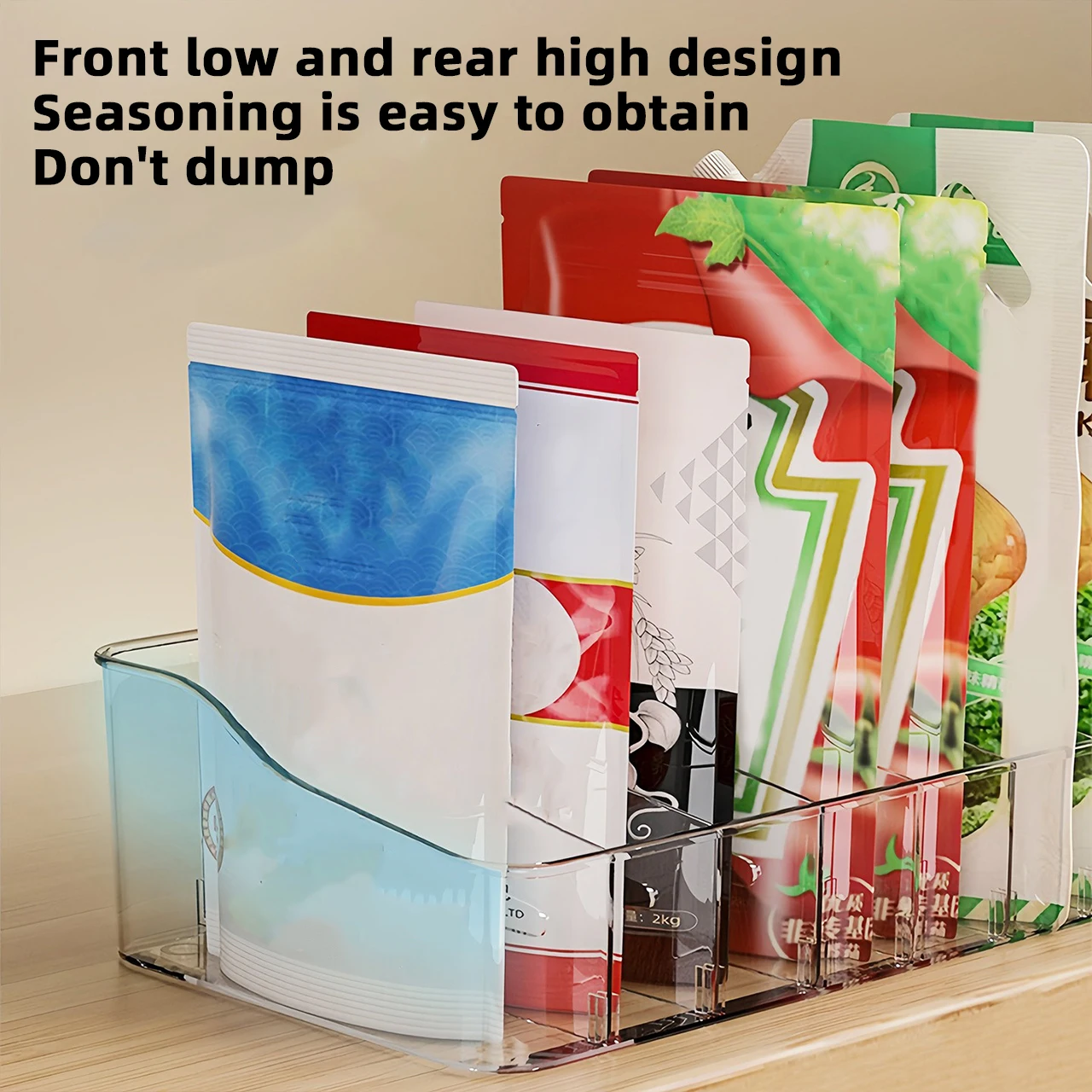 Porte-épices de grande capacité, boîte de rangement des aliments cosmétiques divisée réglable, or... – Image 2
