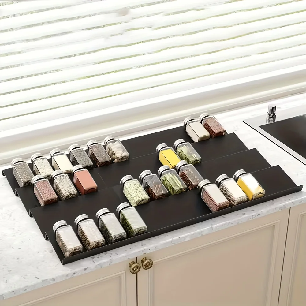 Organisateur de tiroir à épices extensible 6 pièces, support de rangement durable en plastique po...