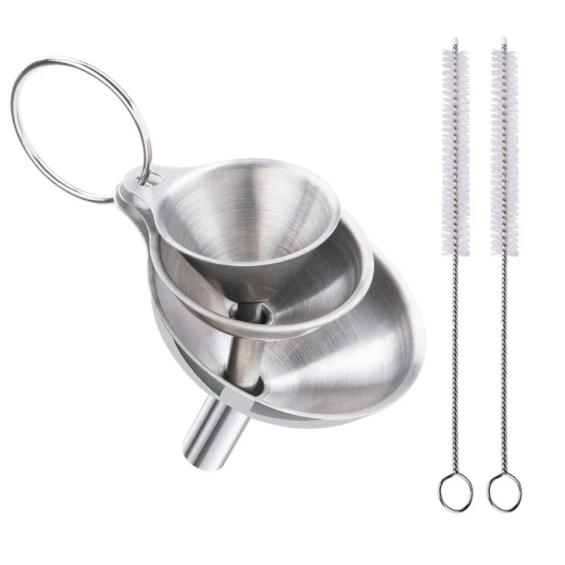 Ensemble d'entonnoirs de cuisine en acier inoxydable, 3/5 pièces, entonnoirs métalliques de quali...