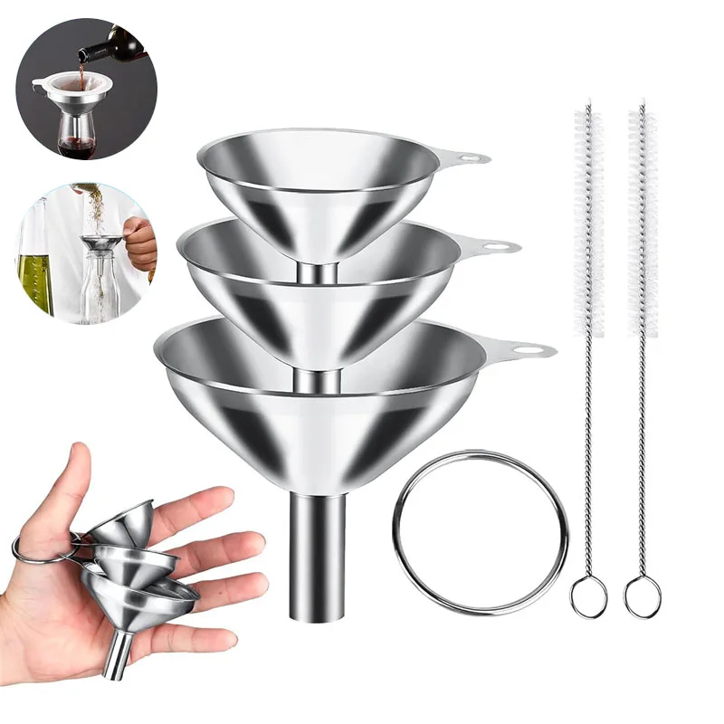 Ensemble d'entonnoirs de cuisine en acier inoxydable, 3/5 pièces, pour utilisation en cuisine, bo...