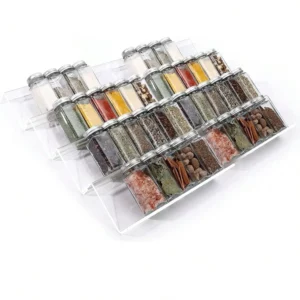 Organisateur de tiroir à épices à 4/2 couches, pots à épices en acrylique réglables, plateau exte...