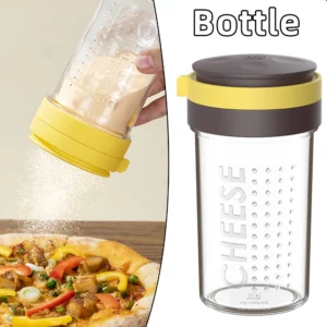 Bouteille Shaker à fromage râpé, distributeur d'épices transparent avec couvercle pour pot d'assa...
