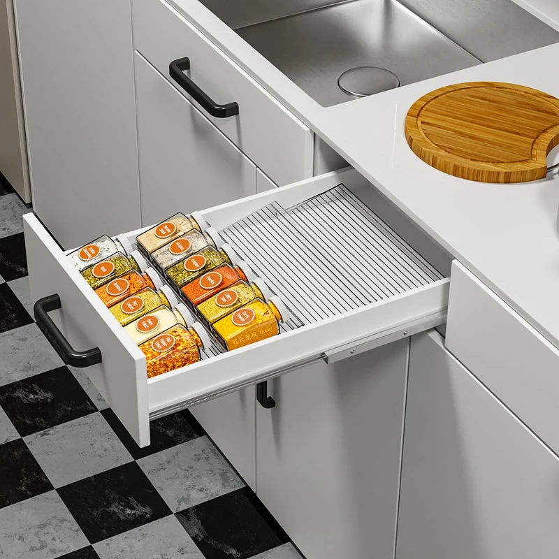 Tiroir de cuisine, support de rangement de bouteilles d'assaisonnement, Style étagé, plusieurs co... – Image 3