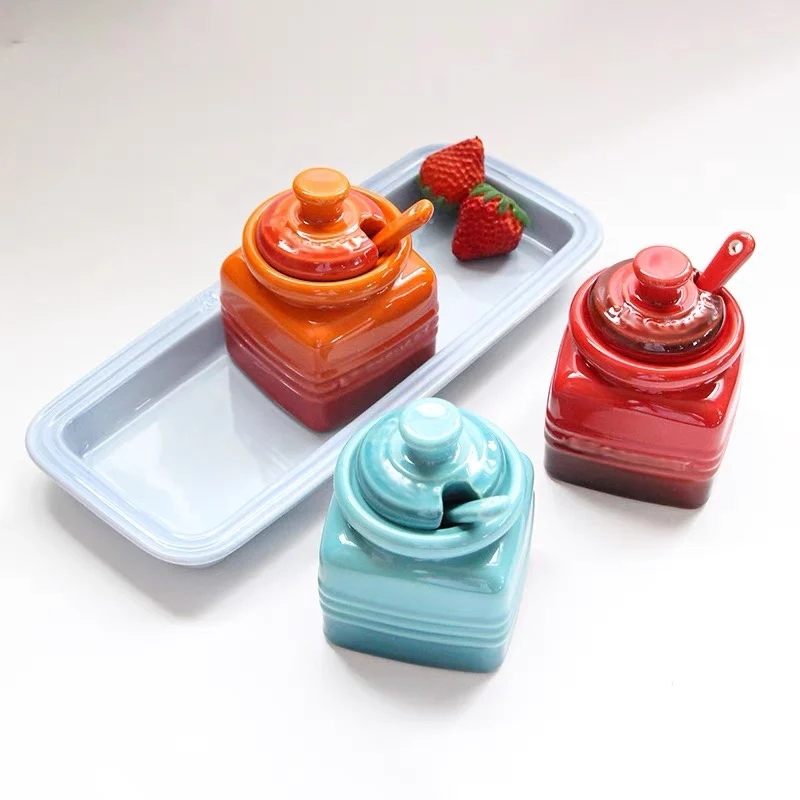 Ensemble de Récipients à Épices en Céramique pour Stocker le Sel et le Sucre, Bocal avec Couvercl... – Image 3