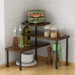 Organisateur de comptoir, étagère d'angle mobile à 3 niveaux, pour cuisine, salle de bains, porte...