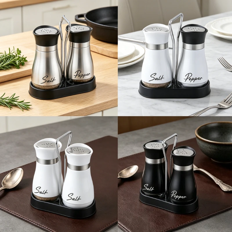 Ensemble de 2 flacons rechargeables pour sel et poivre, 3,4 oz, en verre, pour épices, rangement... – Image 2