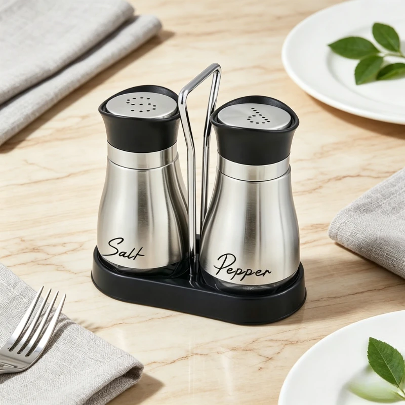 Ensemble de 2 flacons rechargeables pour sel et poivre, 3,4 oz, en verre, pour épices, rangement...